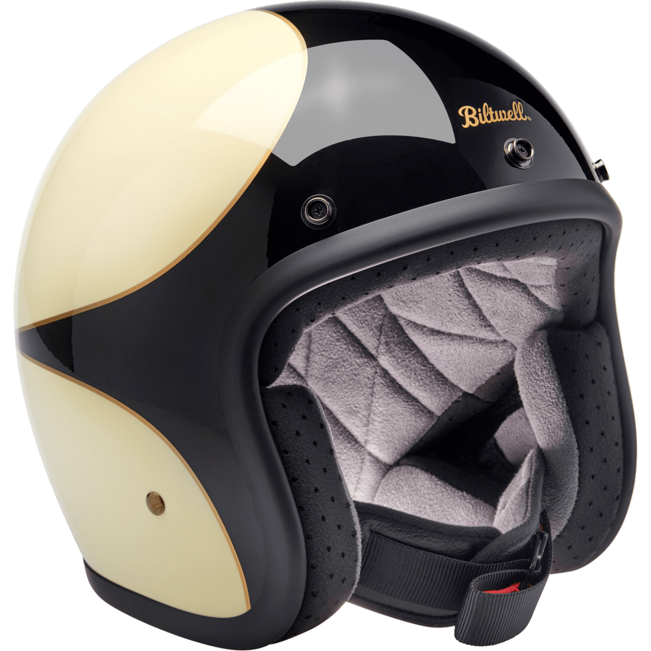 BILTWELL Bonanza Helmet Gloss Vintage White/Black Scallop XS 1001559201