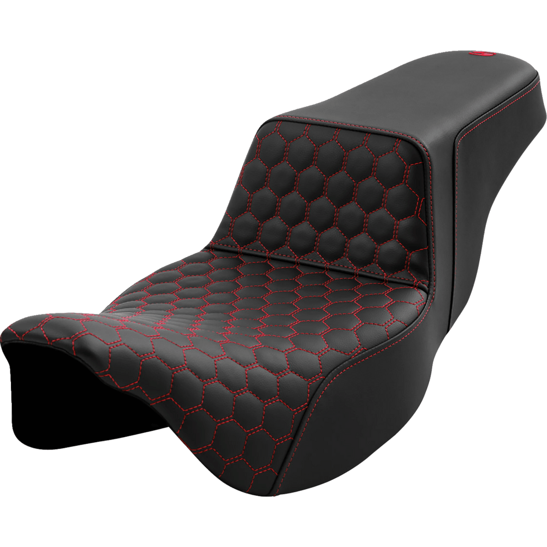 SADDLEMEN Step-Up Seat Honeycomb Extended Reach Red Stitching FL '08-'23 A80807B178RED