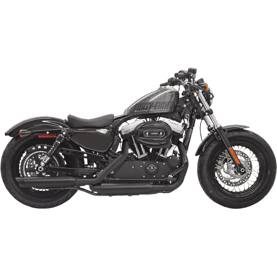 BASSANI XHAUST Firepower Series Slip-On Mufflers Black Slash-Cut Sportster 1X27SBB