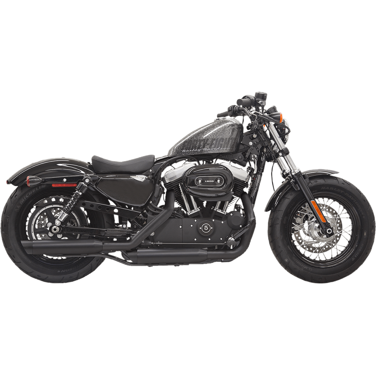 BASSANI XHAUST Firepower Series Slip-On Mufflers Black Slash-Cut Sportster 1X27SBB