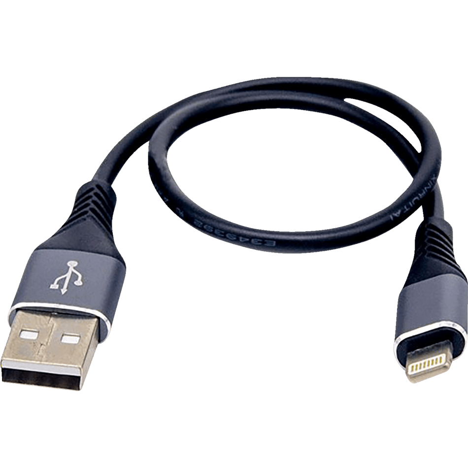 RidePower Male USB to Male Lightning Cable Phone Charger 12" Black/Gray