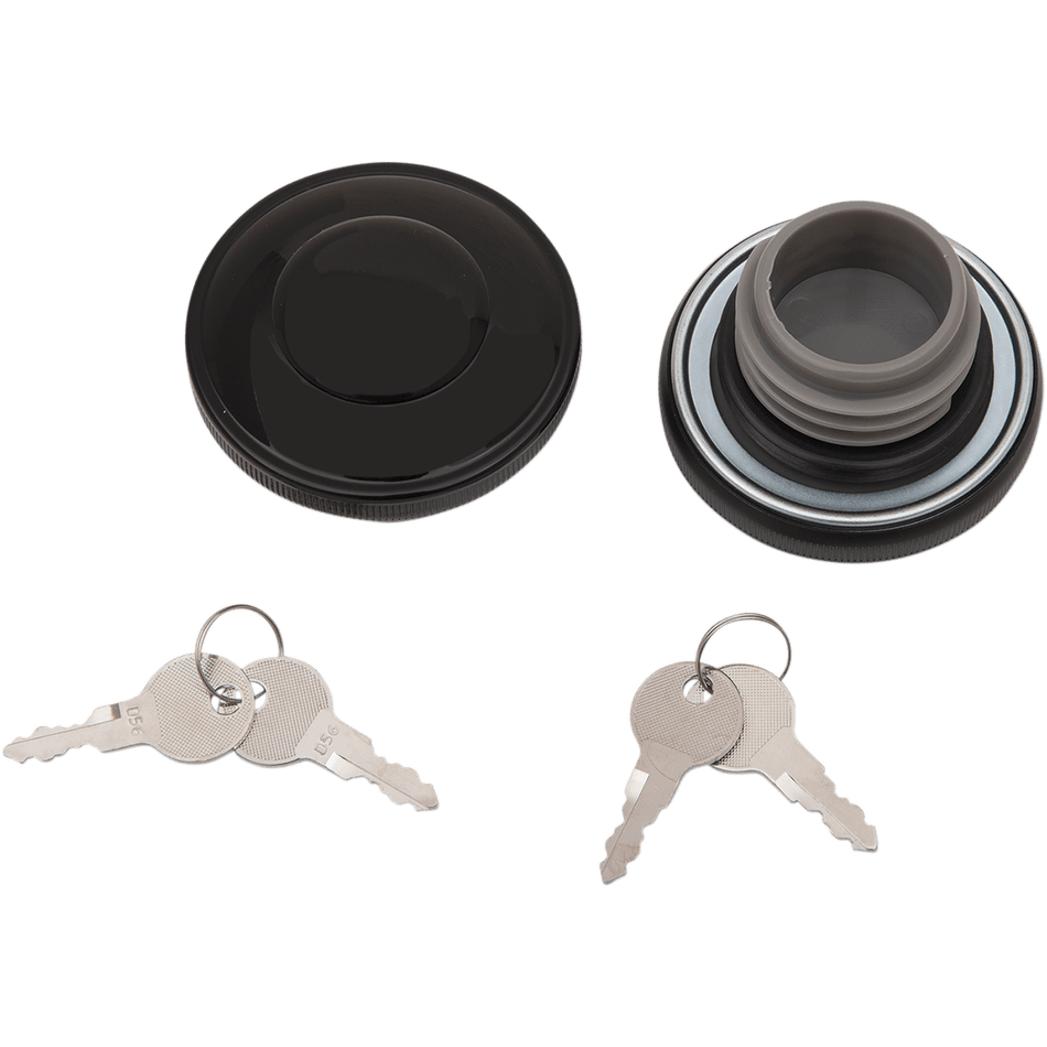 DRAG SPECIALTIES Screw-In Locking Gas Cap Non-Vented Gloss Black