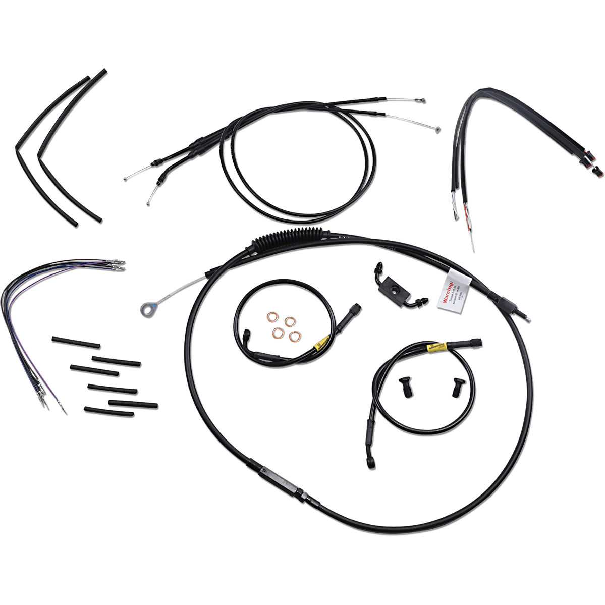 BURLY BRAND Cable Kit Jail Bar 12" Handlebars Black Vinyl B301212