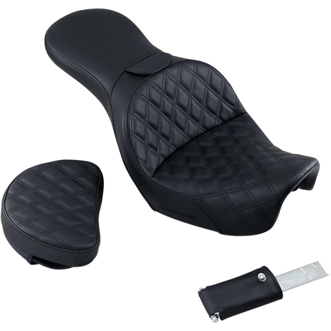 SADDLEMEN Explorer Seat With Backrest Lattice Stitched Black FXD 80604030LS