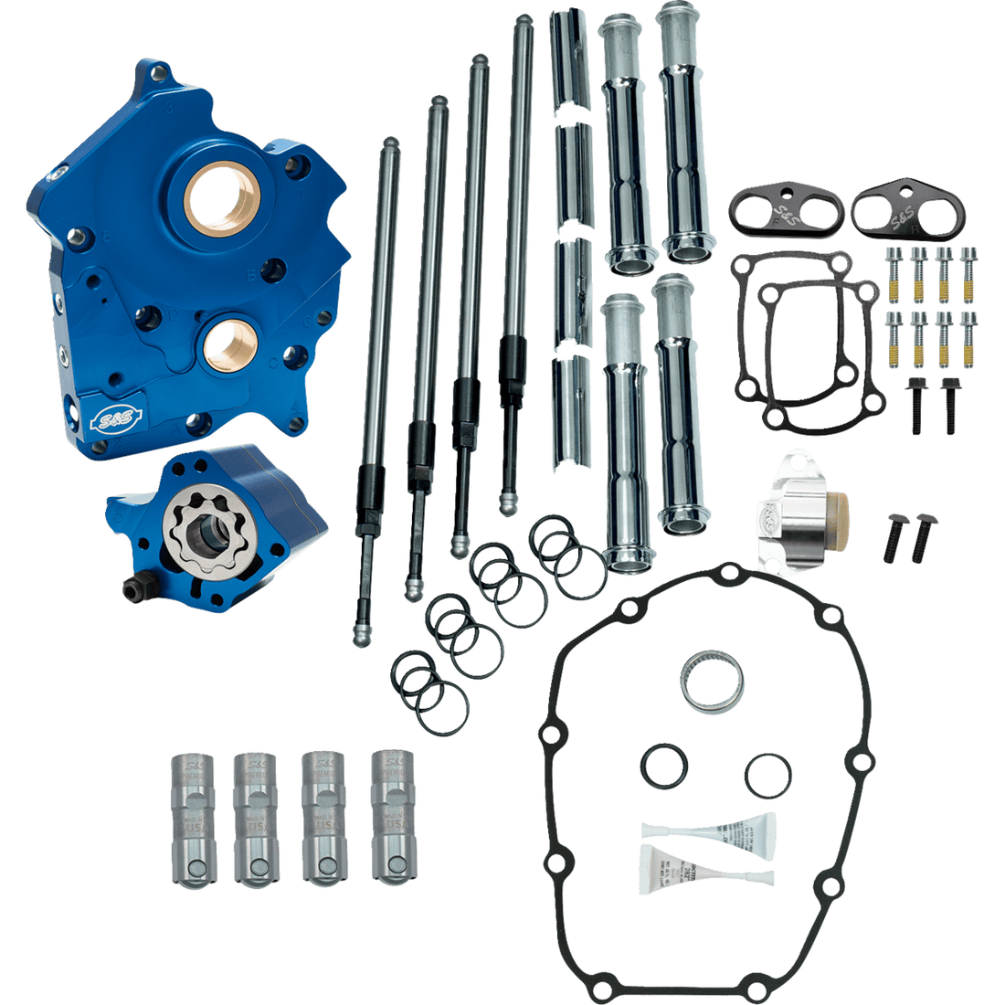 S&S CYCLE Cam Chest Kit without Cams Chain Drive Water Cooled Chrome Pushrods M8 3101265