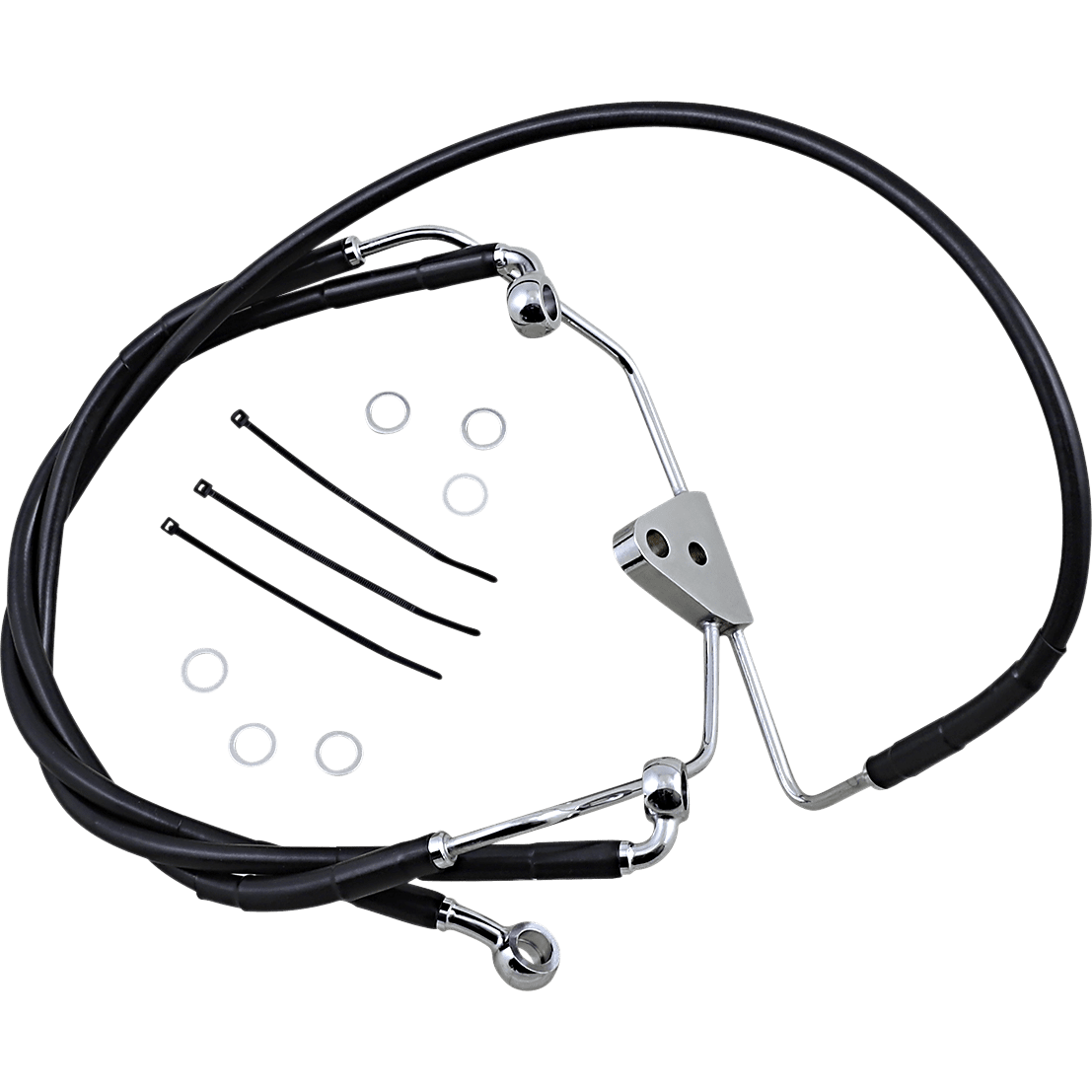 DRAG SPECIALTIES Brake Line Front Black +6"