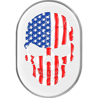 FIGURATI DESIGNS Antenna Cover Right Rear Fender American Flag Skull Chrome