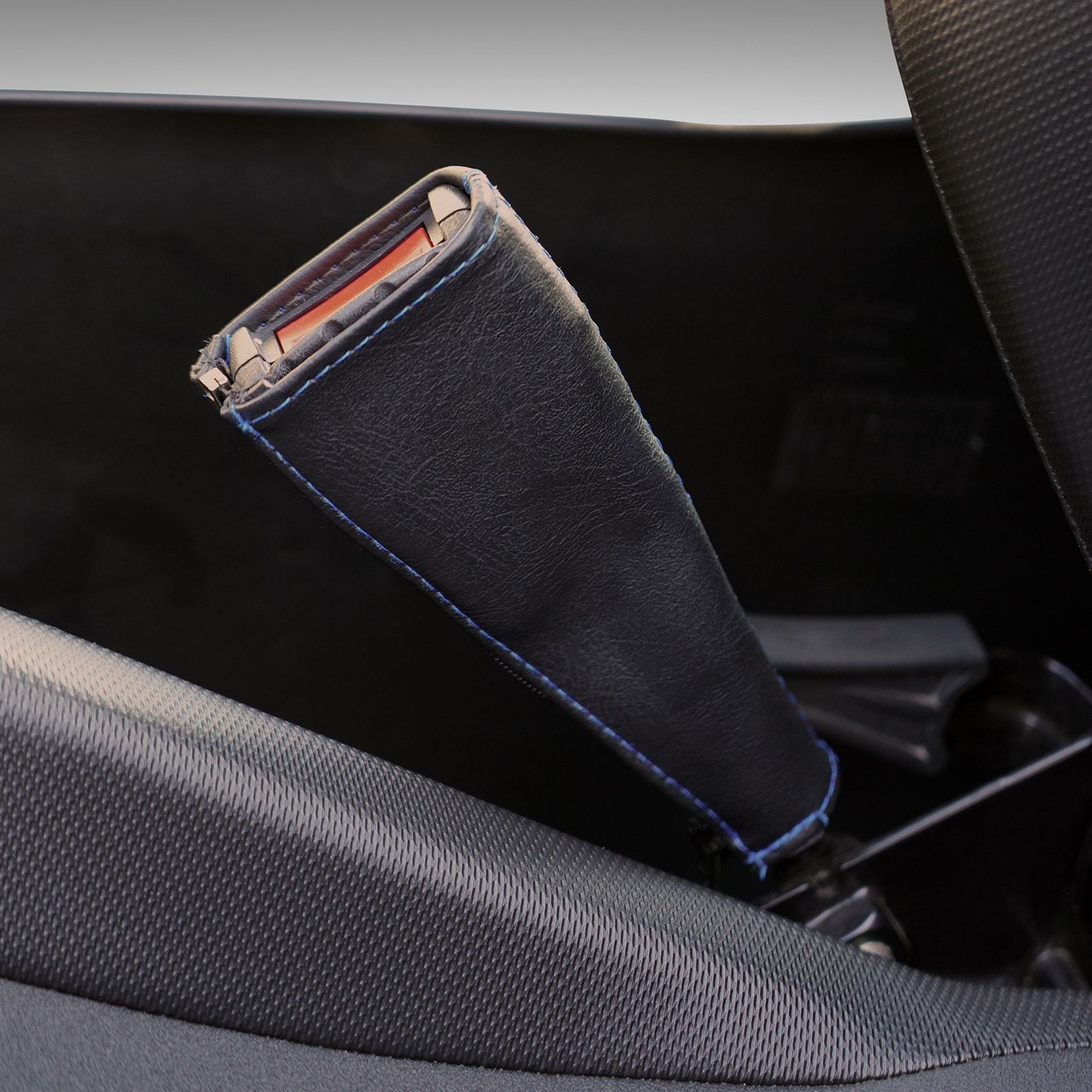 SHOW CHROME Seat Belt Covers Black w/ Blue Stitching