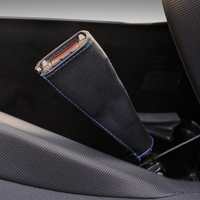 SHOW CHROME Seat Belt Covers Black w/ Blue Stitching