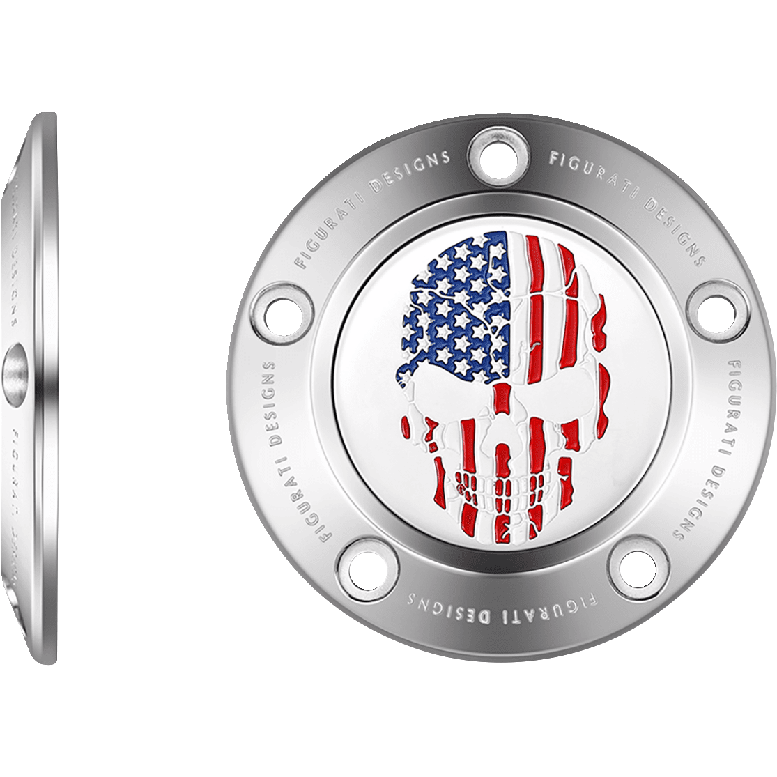 FIGURATI DESIGNS Timing Cover 5 Hole Skull Stainless Steel FD24TC5HSS