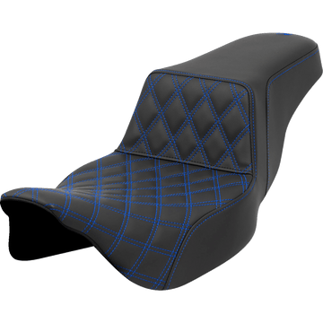 SADDLEMEN Step-Up Seat Front Lattice Stitch Blue Stitch Extended Reach FLH/FLT '08-'23 A80807E172BLU