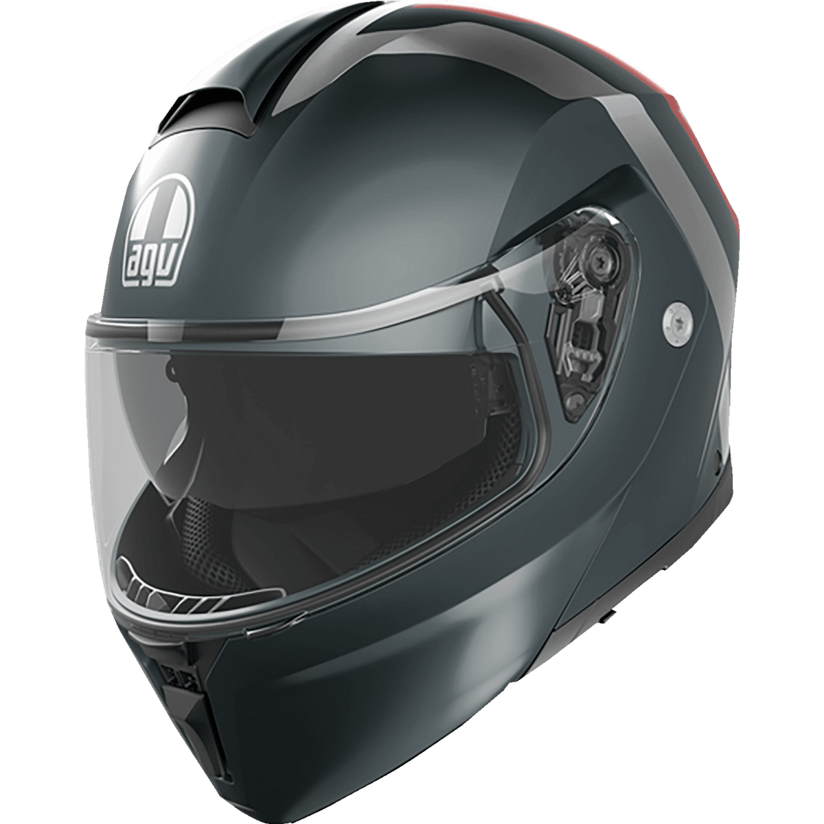 AGV Streetmodular Helmet Resia Matte Gray/Silver/Red Small 2118296002006S