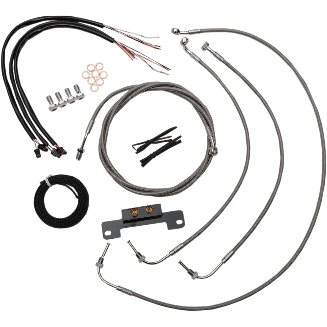 LA CHOPPERS Handlebar Cable/Brake Line Kit Complete Mini Handlebars Stainless LA8055KT208