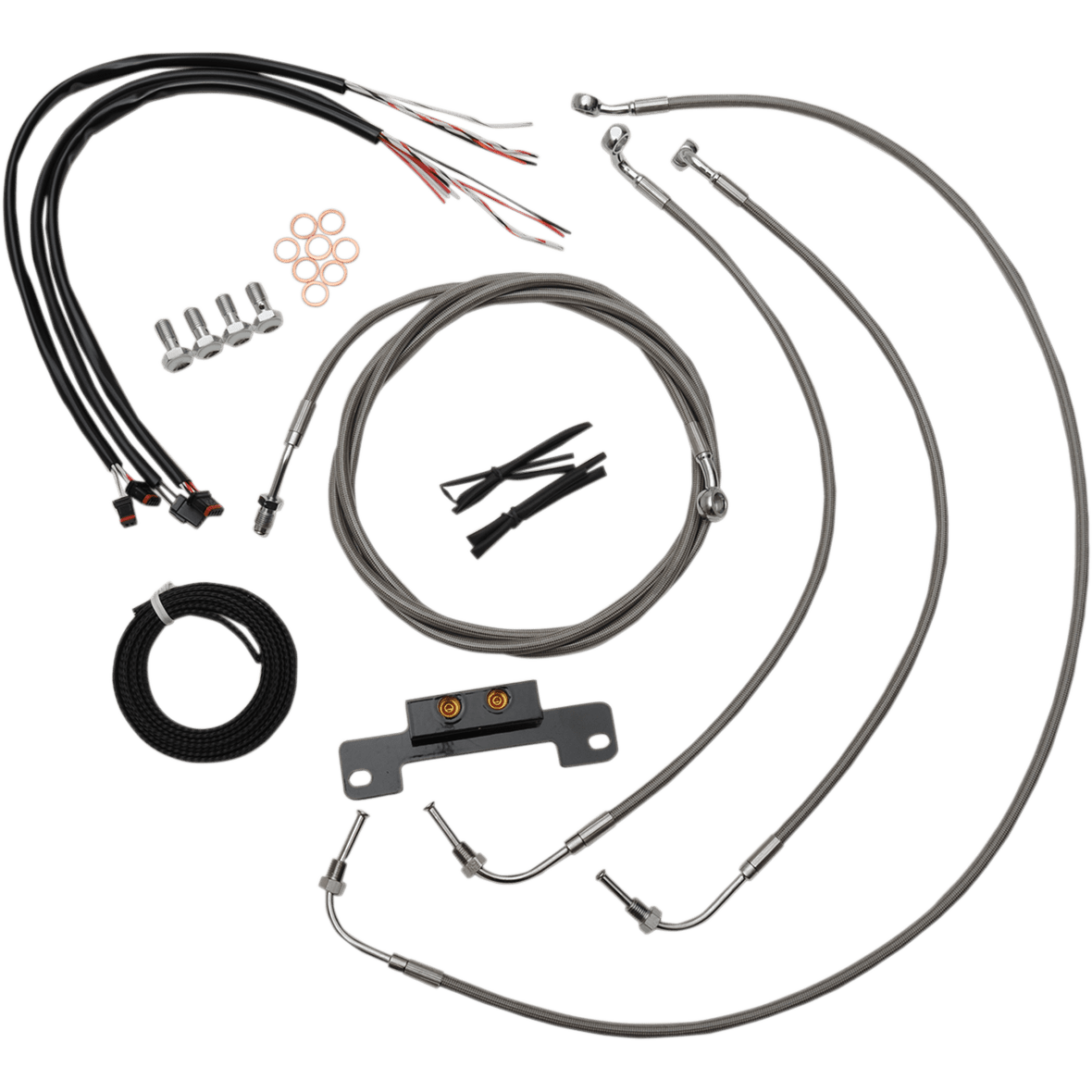 LA CHOPPERS Handlebar Cable/Brake Line Kit Complete Mini Handlebars Stainless LA8055KT208