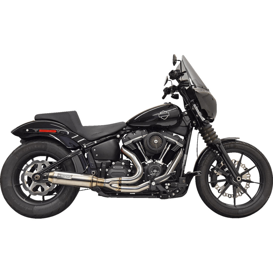 BASSANI XHAUST 2-into-1 Super Bike Exhaust System with 4" Muffler Stainless Steel 1S77SS