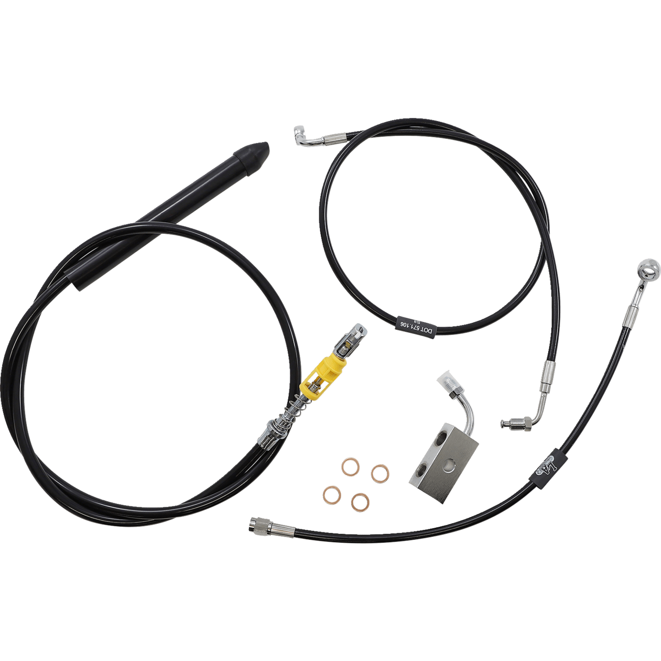 LA CHOPPERS Handlebar Cable/Brake Line Kit 18" 20" Ape Hanger Handlebars Black Vinyl LA8155KT19B