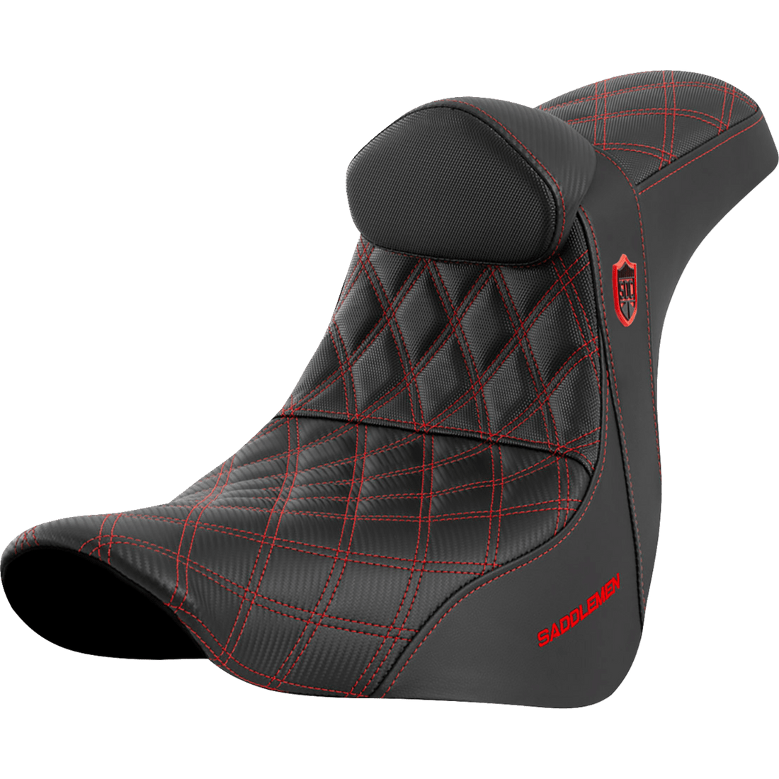 SADDLEMEN Pro Series SDC Performance Seat with Backrest Red Stitch FL/FX '18-'23 SC81829REDRT