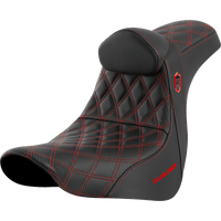 SADDLEMEN Pro Series SDC Performance Seat with Backrest Red Stitch FL/FX '18-'23 SC81829REDRT