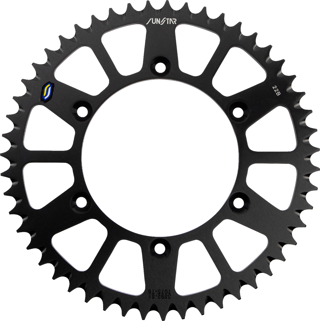 SUNSTAR SPROCKETS Rear Sprocket 51 Tooth Honda/Yamaha Works/Black 5359251BK