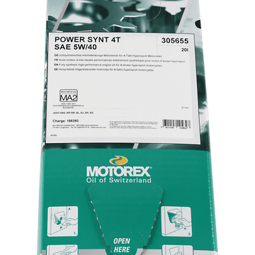 MOTOREX Power Synt 4T Engine Oil 5W-40 20L Dispenser Box 305655