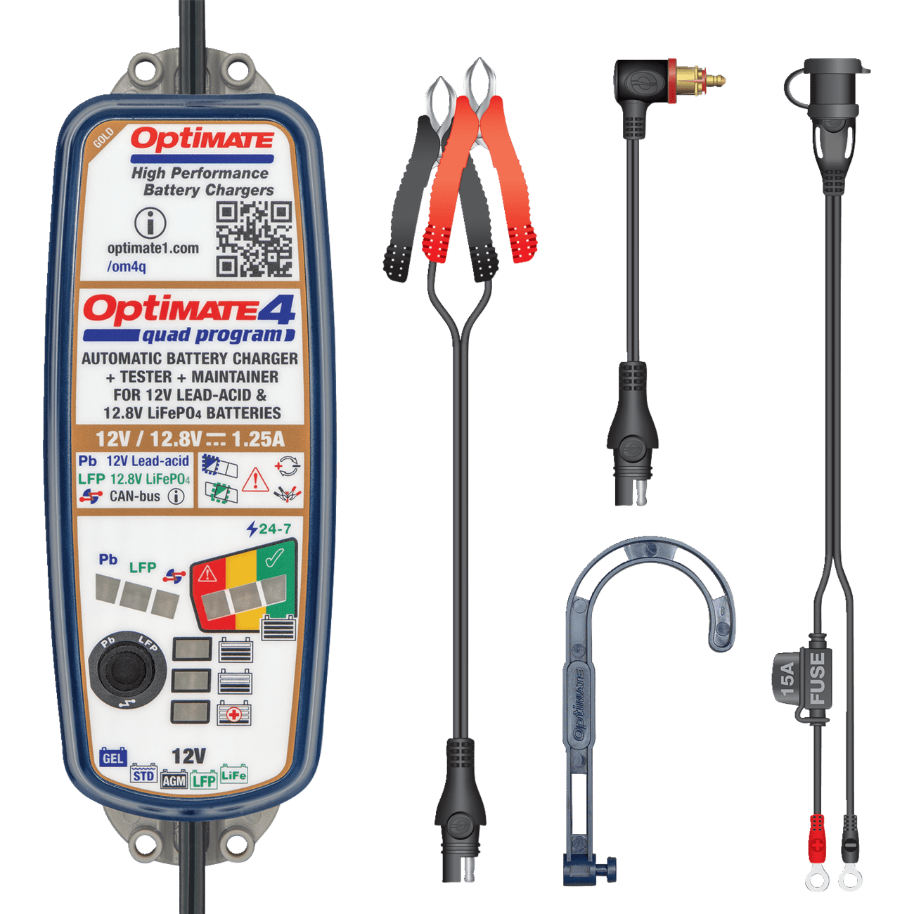 TECMATE Battery Charger/Maintainer OptiMate™ 4 Quad Program Premium TM631PR