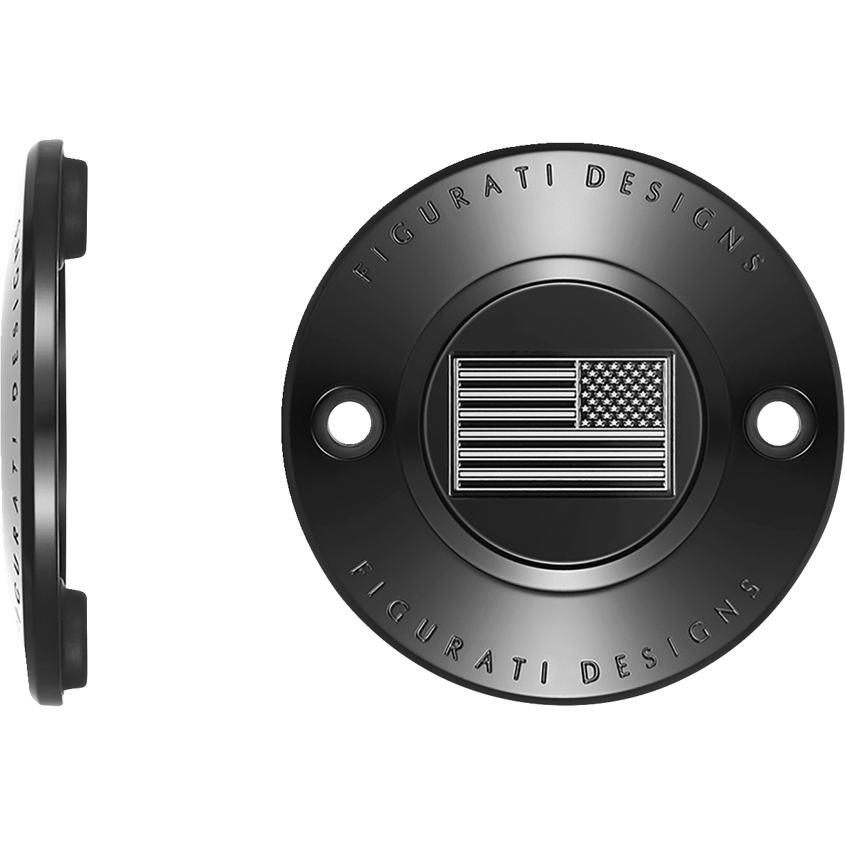 FIGURATI DESIGNS Timing Cover 2 Hole American Flag Contrast Cut Black FD26RTC2HBLK