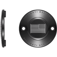 FIGURATI DESIGNS Timing Cover 2 Hole American Flag Contrast Cut Black FD26RTC2HBLK