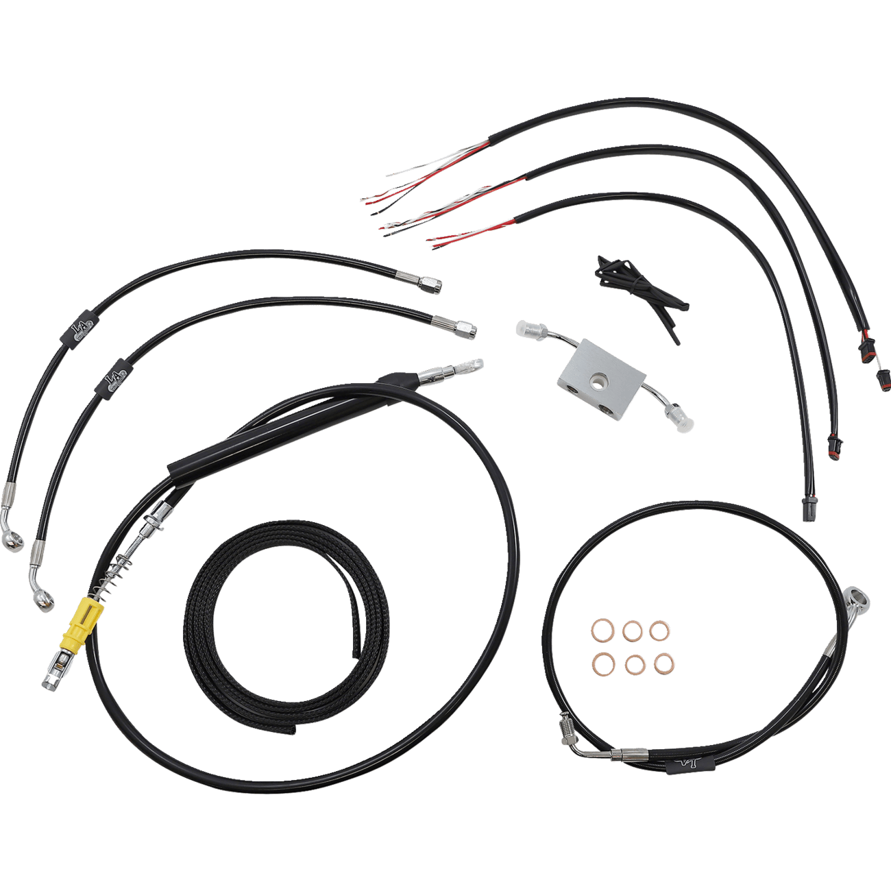 LA CHOPPERS Handlebar Cable/Brake Line Kit Quick Connect Complete 15" 17" Handlebars Black LA8157KT216B