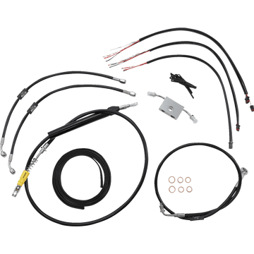 LA CHOPPERS Handlebar Cable/Brake Line Kit Quick Connect Complete 15" 17" Handlebars Black LA8157KT216B