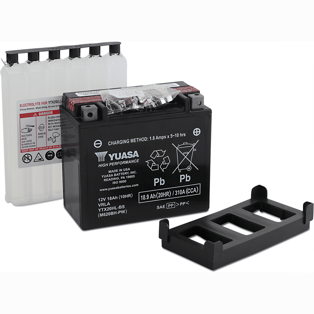 YUASA AGM Battery YTX20HL-BS-PW .93 L