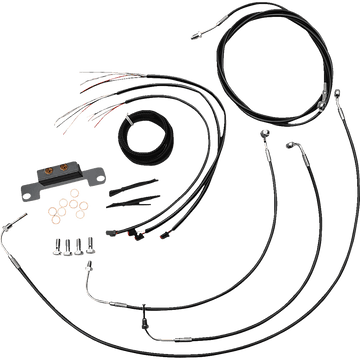 LA CHOPPERS Handlebar Cable/Brake Line Kit Complete Stock Handlebars Black Vinyl LA8056KT208B