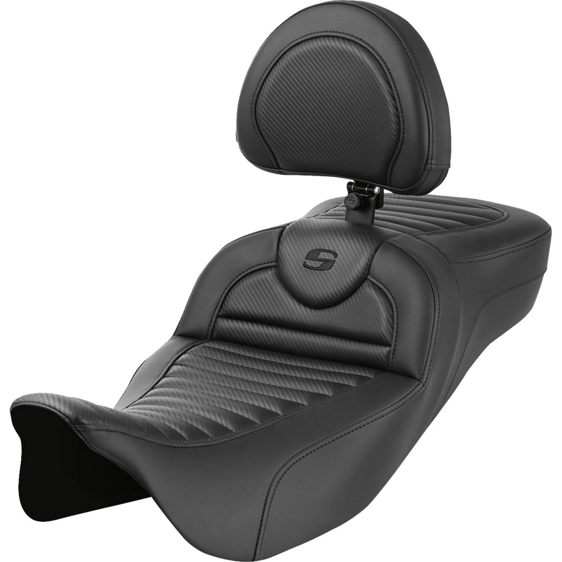 SADDLEMEN Roadsofa™ Extended Reach Seat with Backrest Tuck-n-Roll Carbon Fiber