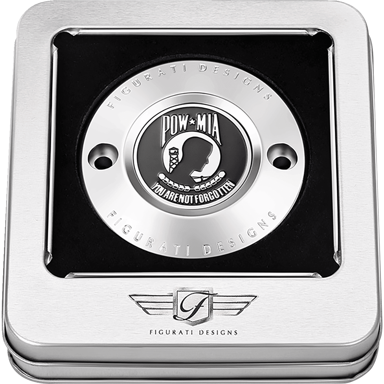 FIGURATI DESIGNS Timing Cover 2 Hole POW MIA Stainless Steel FD50TC2HSS