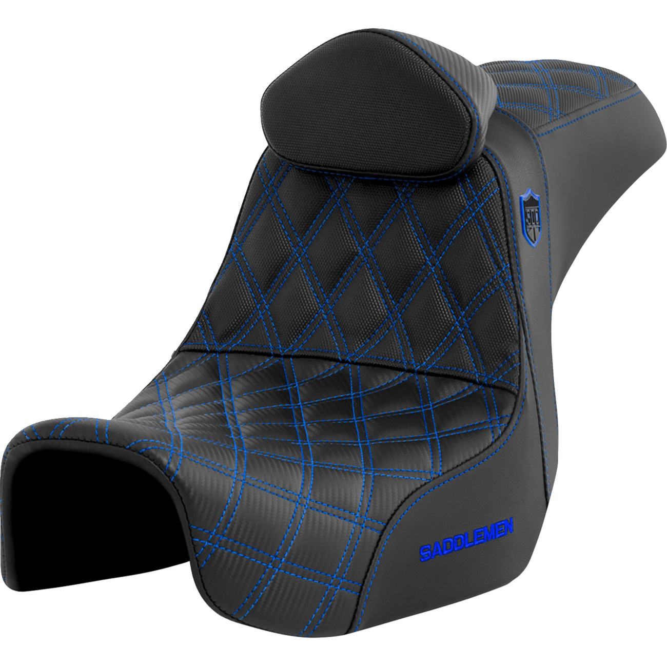 SADDLEMEN Pro Series SDC Performance Seat with Backrest Blue Stitch Dyna '06-'17 SC80604BLURT