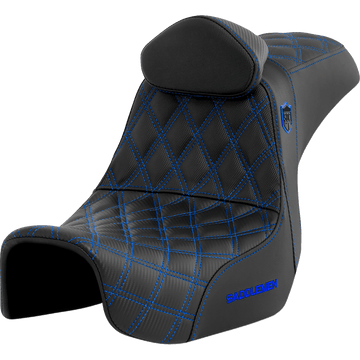 SADDLEMEN Pro Series SDC Performance Seat with Backrest Blue Stitch Dyna '06-'17 SC80604BLURT