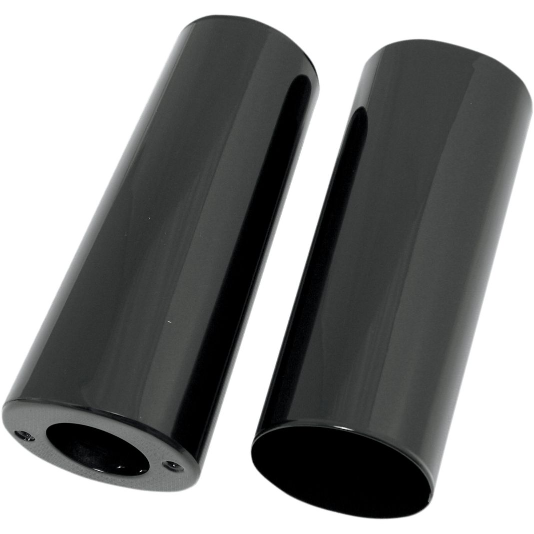 DRAG SPECIALTIES Fork Slider Covers Gloss Black Smooth Extended +2" 8.5"