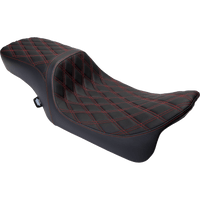 DRAG SPECIALTIES Predator 2-Up Seat Vinyl Double Diamond Red Stitch w/o Backrest FLH '08-'23