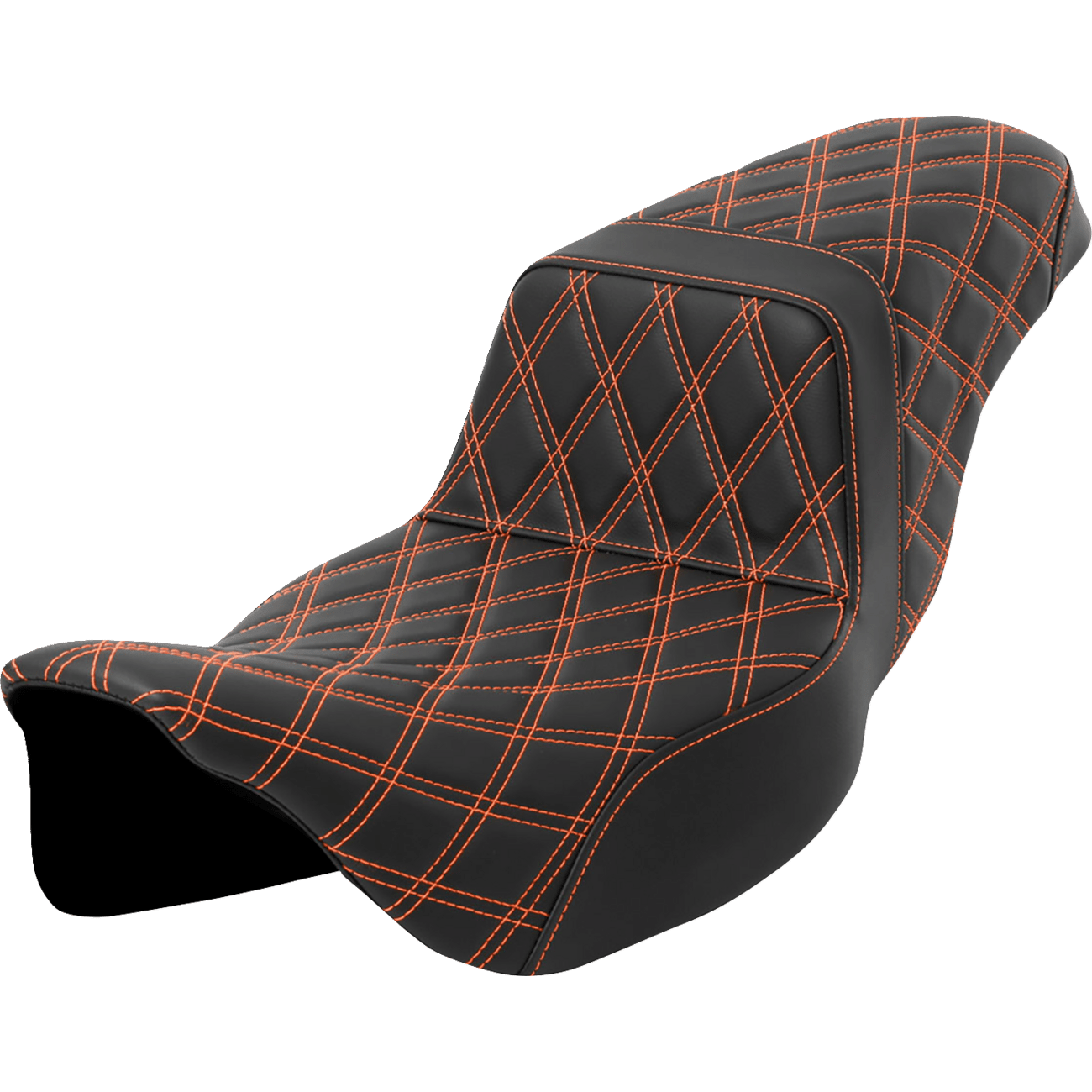 SADDLEMEN Step-Up Seat Lattice Stitch Orange Stitch Extended Reach FLH/FLT '08-'23 A80807E175ORA