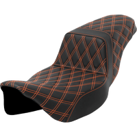 SADDLEMEN Step-Up Seat Lattice Stitch Orange Stitch Extended Reach FLH/FLT '08-'23 A80807E175ORA