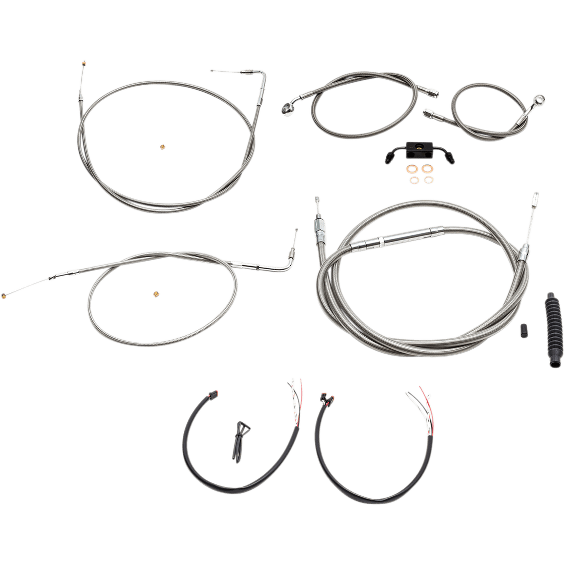 LA CHOPPERS Handlebar Cable/Brake Line Kit Complete Mini Handlebars Stainless LA8211KT208