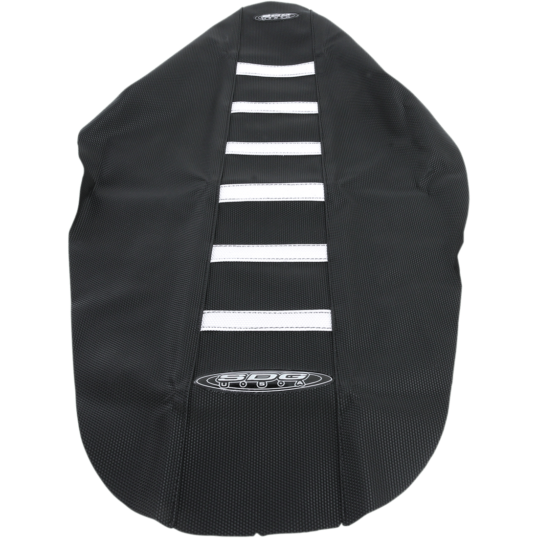 SDG 6-Ribbed Seat Cover White Ribs/Black Top/Black Sides