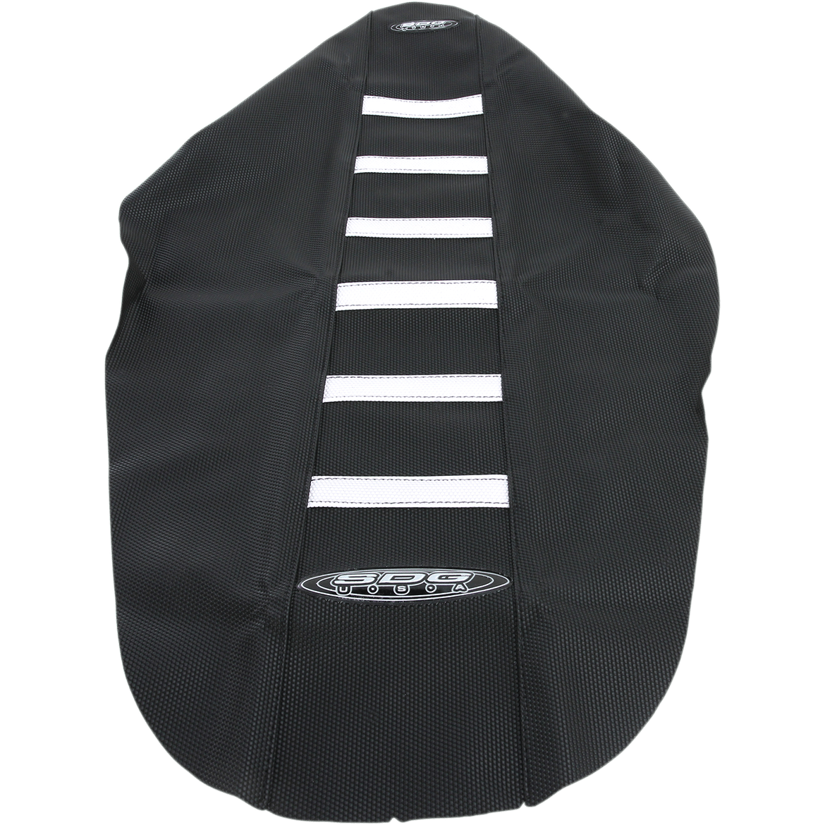 SDG 6-Ribbed Seat Cover White Ribs/Black Top/Black Sides