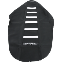 SDG 6-Ribbed Seat Cover White Ribs/Black Top/Black Sides