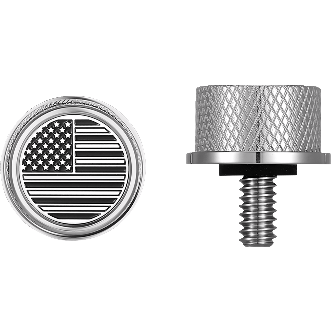 FIGURATI DESIGNS Seat Mounting Knob Stainles Steel Black/White American Flag Contrast Cut