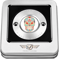 FIGURATI DESIGNS Timing Cover 2 Hole Sugar Skull Mirror Polished Stainless Steel FD30TC2HSS