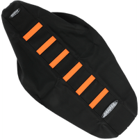 SDG 6-Ribbed Seat Cover Orange Ribs/Black Top/Black Sides