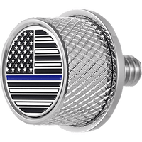 FIGURATI DESIGNS Seat Mounting Knob Stainless Steel Blue Line American Flag