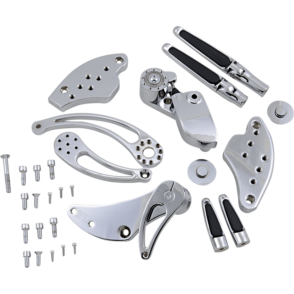 HAWG HALTERS Forward Control '18+ Softail Chrome Standard Folding Rubber Inlay Pegs Slotted Levers FCKS18CFRS