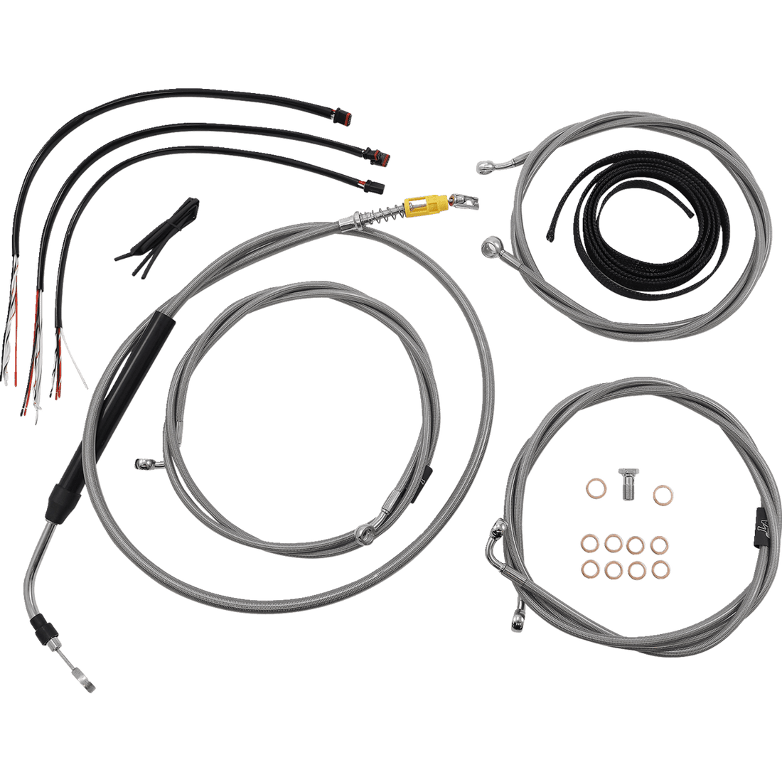 LA CHOPPERS Handlebar Cable/Brake Line Kit Complete 18" 20" Handlebars Stainless LA8056KT219