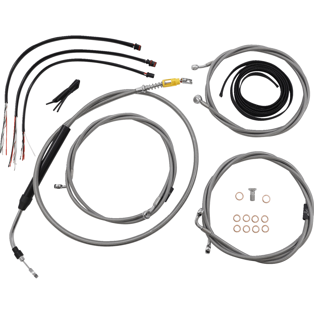 LA CHOPPERS Handlebar Cable/Brake Line Kit Complete 18" 20" Handlebars Stainless LA8056KT219